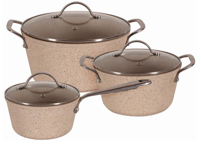Oala cu capac sticla cu invelis stone effect 6 piese stone