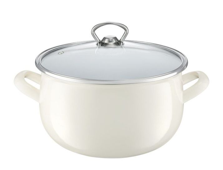 Oala email cu capac 16 cm, 2.2l crem garden