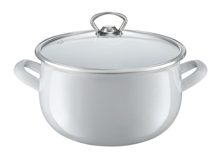 Oala email cu capac 16 cm, 2.2l gri garden