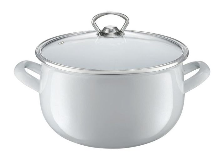 Oala email cu capac 18 cm, 3.1l gri garden