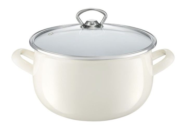 Oala email cu capac 20 cm, 4.2l crem garden