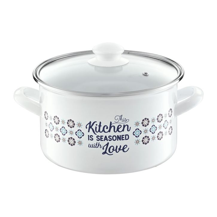 Oala email cu capac 20cm, 4l nordic