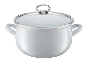 Oala email cu capac 22 cm, 5.7l gri garden