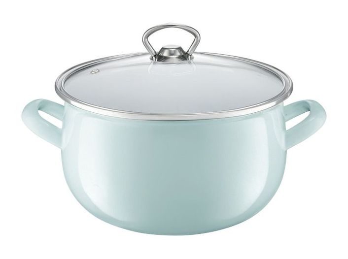 Oala email cu capac 22 cm, 5.7l menta garden