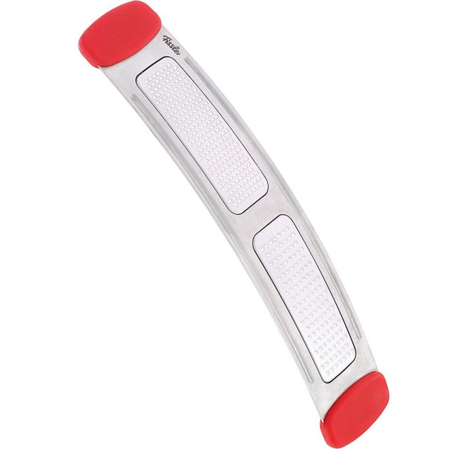 Razatoare fina fissler, seria q!, material inox satinat, maner silicon, lungime 29 cm, 2 suprafete