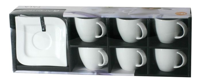 Set cafea/ceai 12 piese, ceasca+suport, 220ml fala
