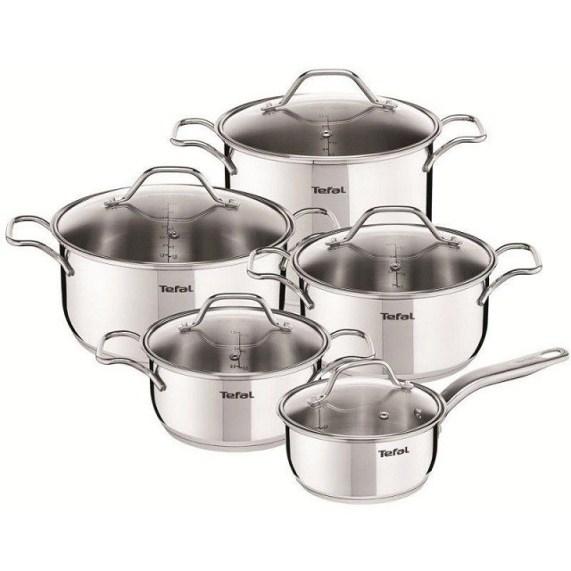 Set oale inox tefal intuition a702sc84, 10 piese, inox, inductie, interior gradat