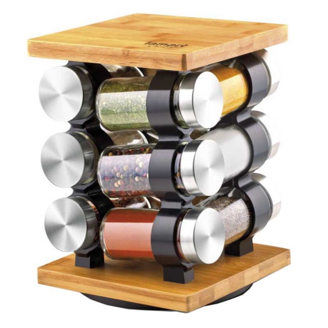 Set recipiente pentru condimente lamart, 13 piese, suport bambus