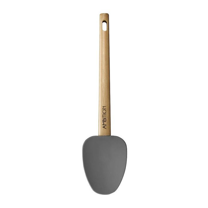 Spatula forma ovala, material silicon, maner din bambus, design minimalist, colectia nordic