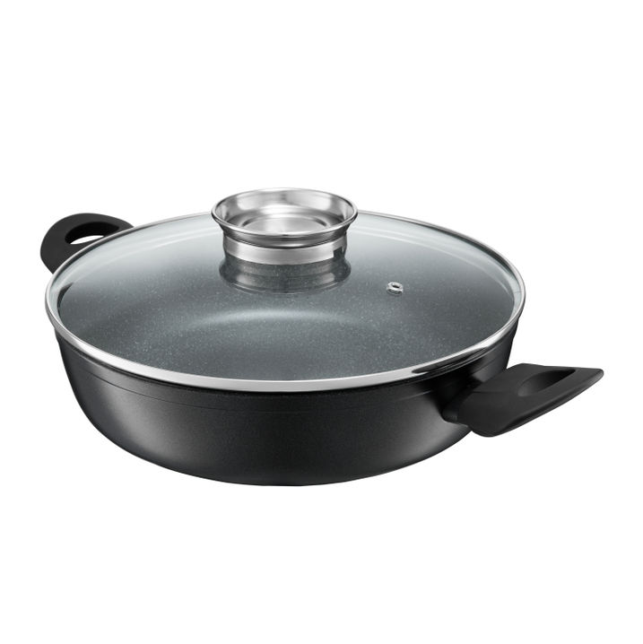 Tigaie adanca cu capac 28cm granite