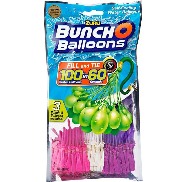 Bunch o balloons - set rezerva baloane cu apa, roz alb si mov, 3 buc