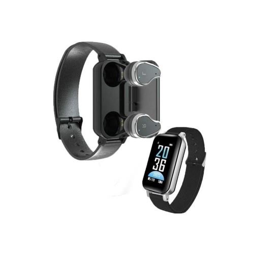 Bratara fitness cu casti wireless Siegbert, Bluetooth, monitor ritm cardiac