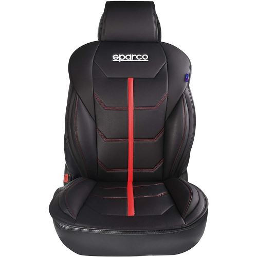 Husa scaun auto sparco ferrara, piele ecologica, neagra cu dunga rosie