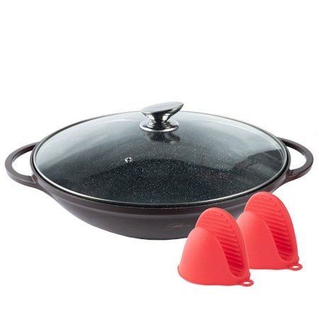 Cratita wok din aluminiu forjat cu interior marmorat 36cm