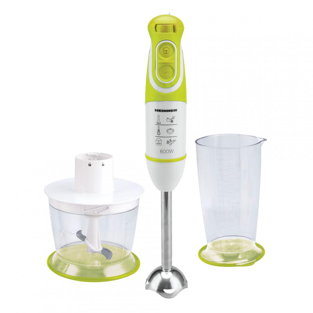 Mixer vertical heinner charm, 600w, 5 viteze, functie turbo, tel, tocator, alb/verde