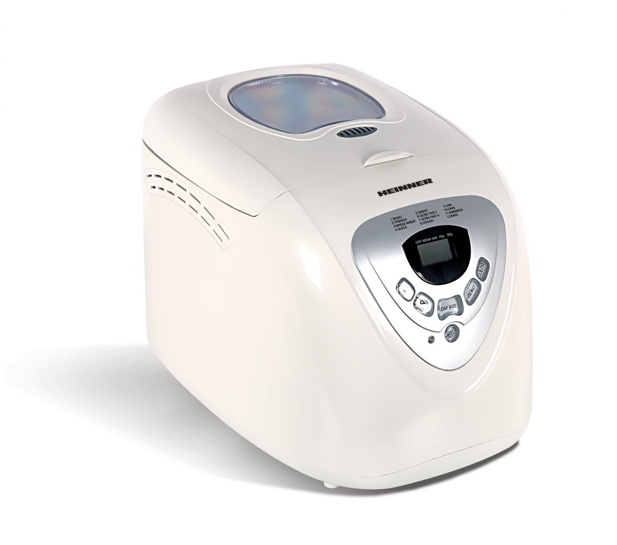 Masina de paine heinner hbm-690 w, 600 w, 900 g, 12 programe, alb
