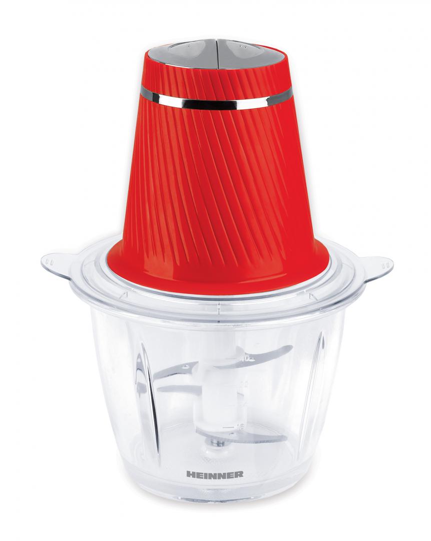 Tocator heinner hmc-300rd,300w, 2 cutite inox, bol sticla 1.2 l, 2 viteze, rosu