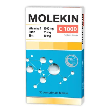 Molekin c1000 cu vitamina c, rutin si zinc, 30 comprimate, zdrovit