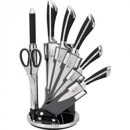 Set cutite 8 piese cu suport , royalty line rl- rl-kss7004, otel inoxidabil,