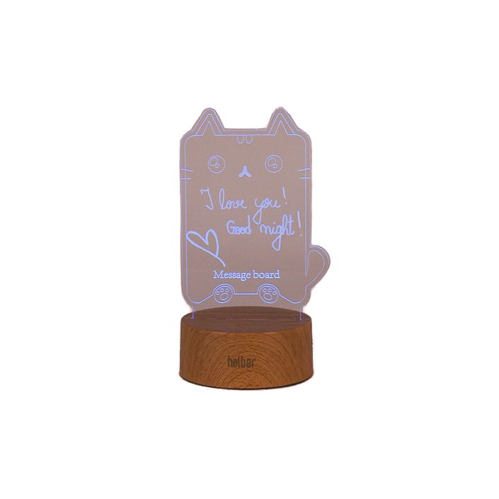 Lampa decorativa 3D halber, Pusheen Cat, Lemn