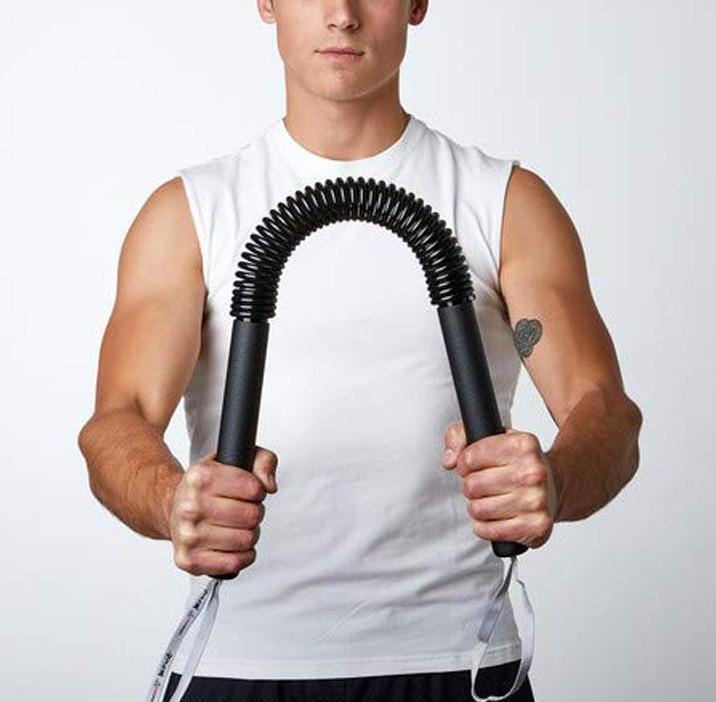 Bara pentru fitness (power twister), pentru incheieturi maini, brate, umeri si piept, aexya, negru, echivalent 20 kg
