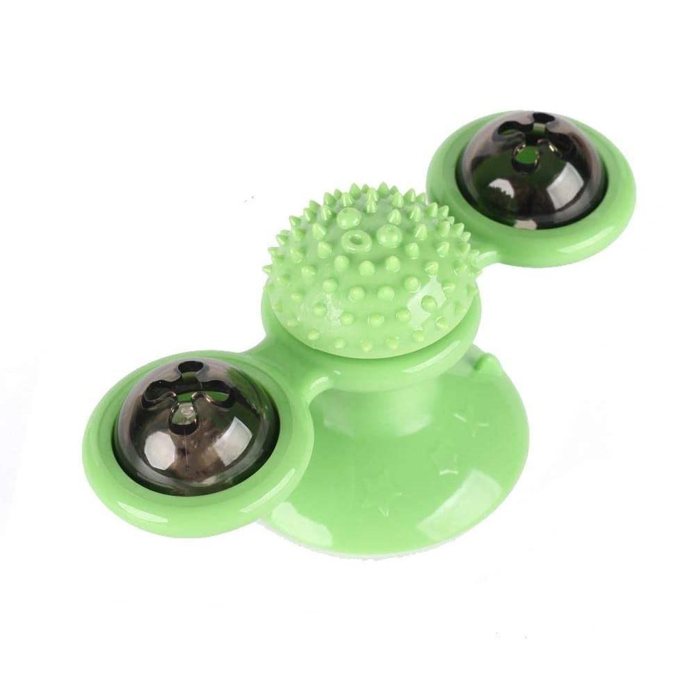 Jucarie interactiva pentru pisici, pentru intretinere dentara, dezvoltare si masaj, rotativa, aexya, verde