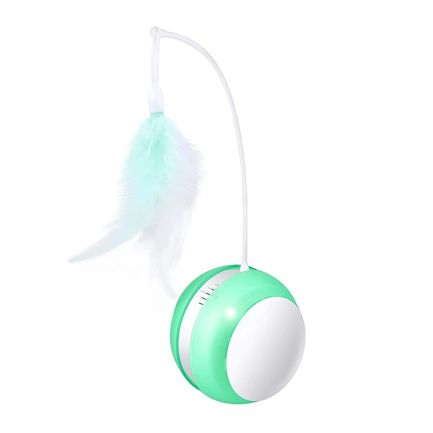 Jucarie interactiva pentru pisici cu incarcare usb, rotatie 360 grade, aexya, alb cu verde