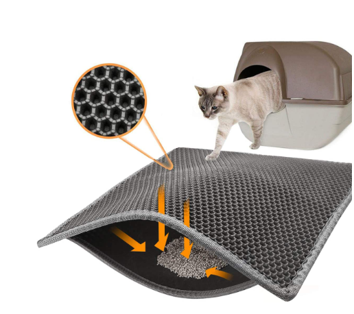Covor pentru colectarea granulelor de nisip pentru pisici, aexya, gri, 60 x 46 cm