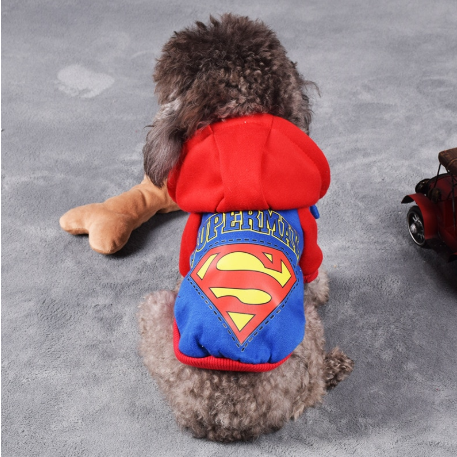 Costum superman pentru catei si pisici, aexya, albastru cu rosu, marimea s