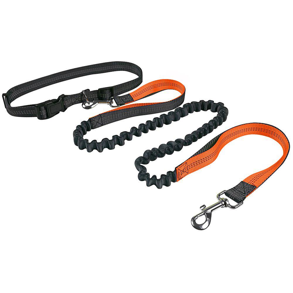 Lesa hands free de caini pentru alergare si plimbari, aexya, gri cu portocaliu, 2 m lungime