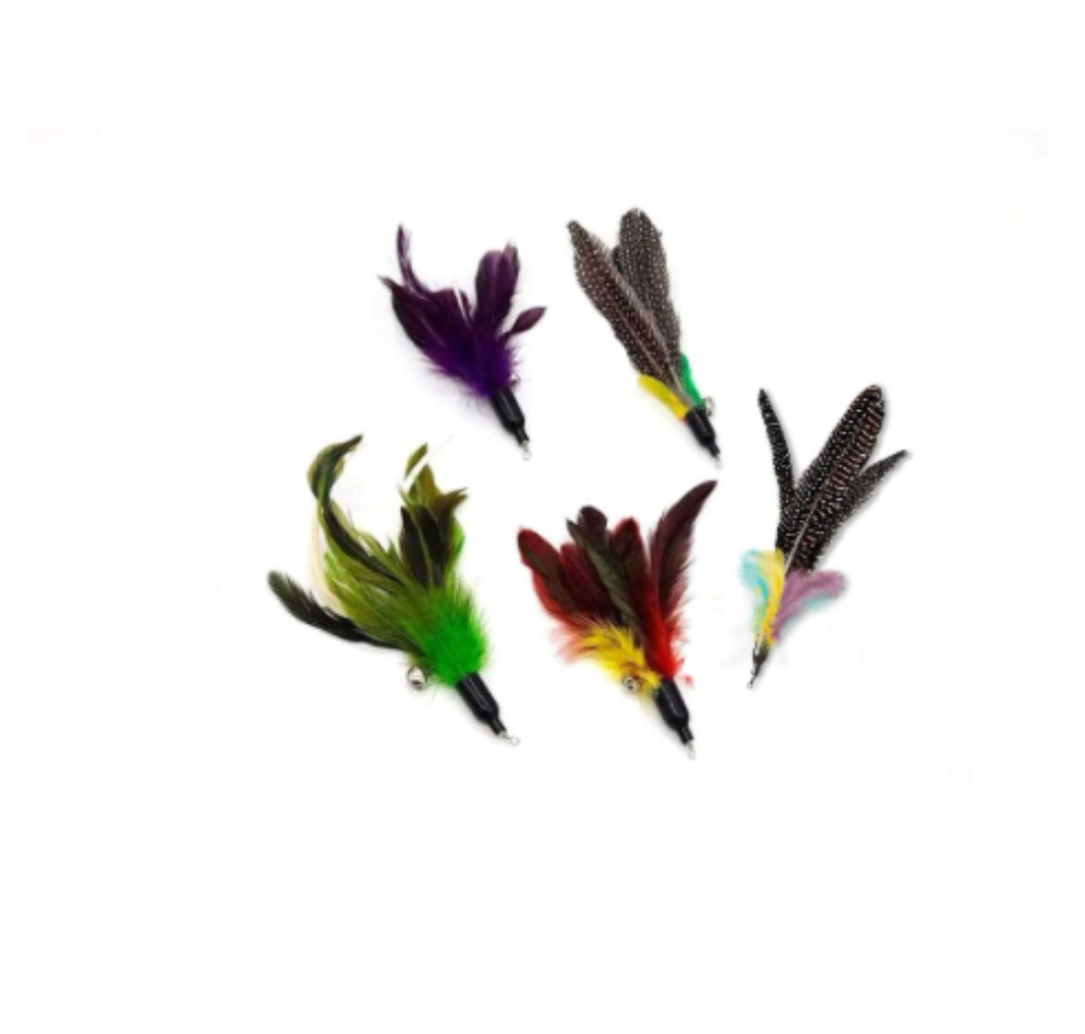 Set de 5 pene inlocuitoare pentru undita retractabila pentru pisici, aexya, multicolor