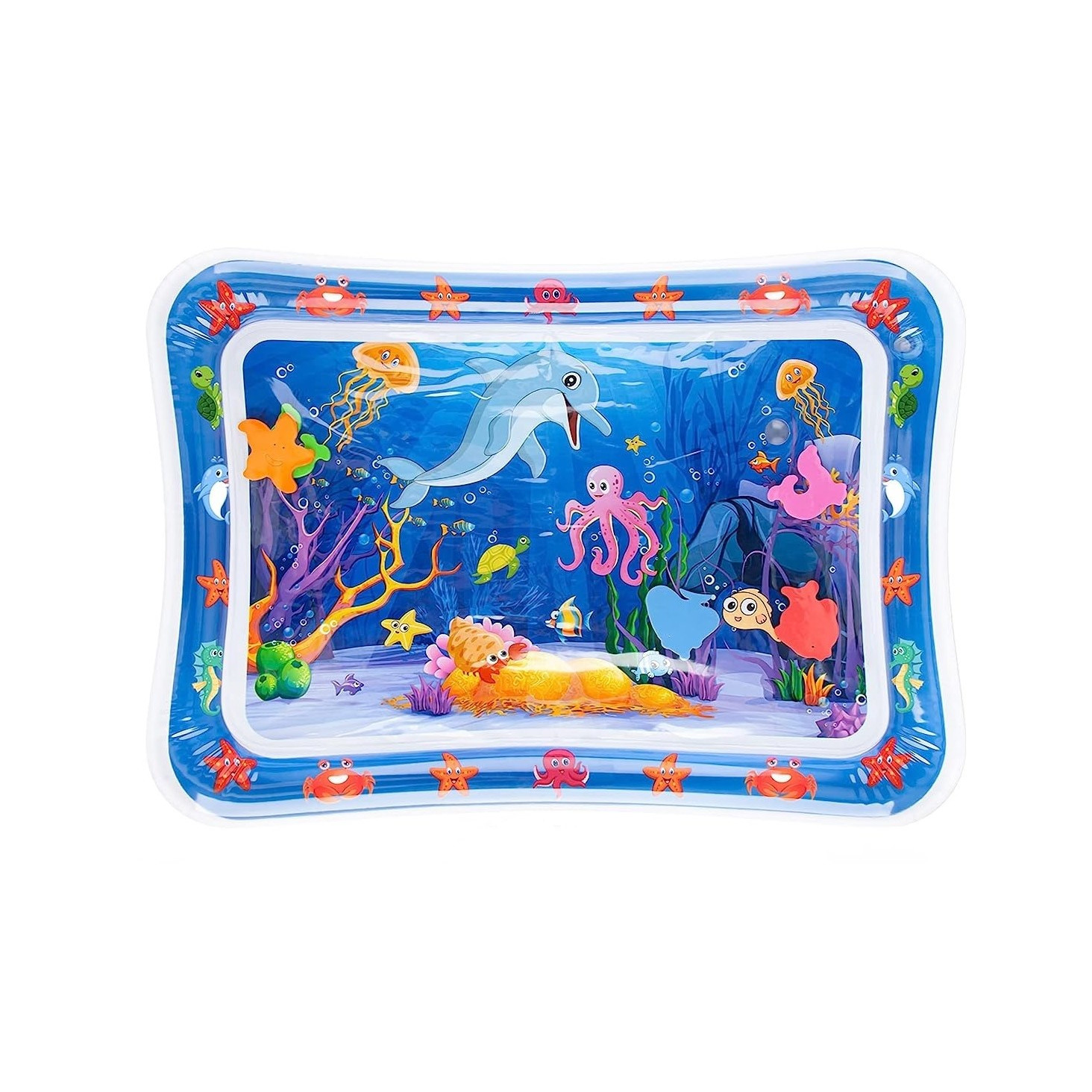 Saltea cu apa centru de activitati pentru bebelusi, aexya, albastru, model delfin, 66 x 50 cm