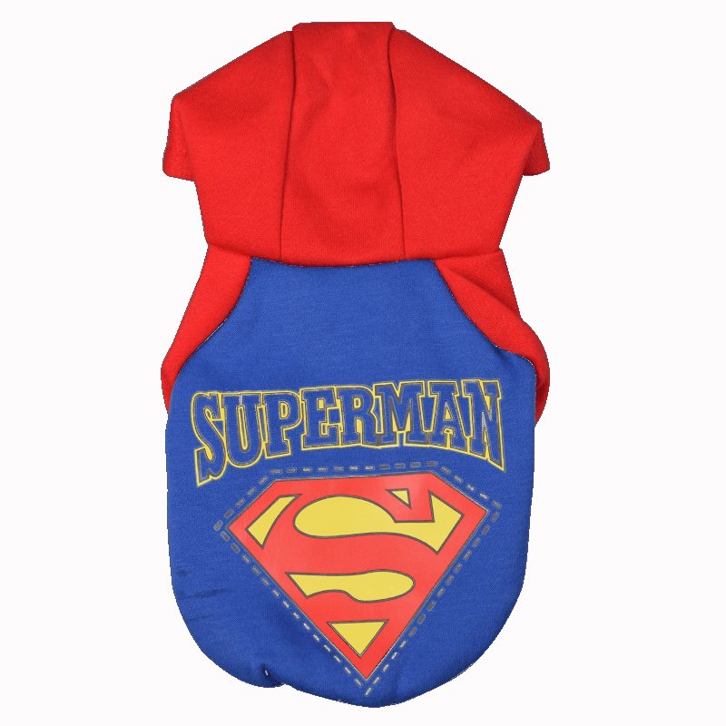 Costum superman pentru catei si pisici, aexya, albastru cu rosu, marimea l