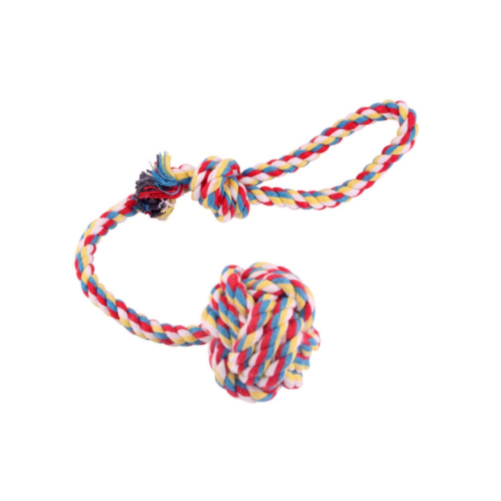 Jucarie interactiva din sfoara pentru caini, aexya, multicolor, 51 cm