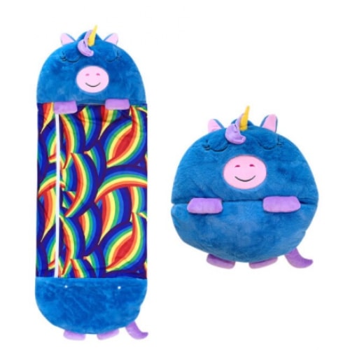 Sac de dormit pentru copii cu perna, model unicorn albastru, aexya, marimea m