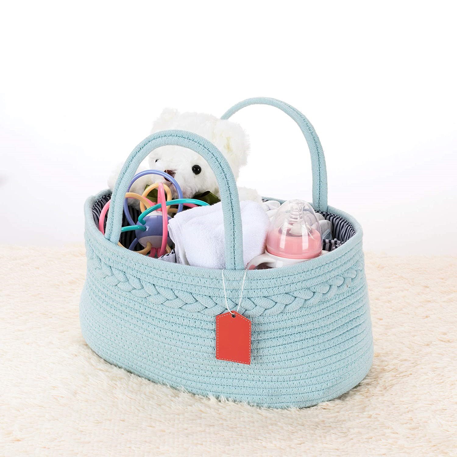 Cos portabil pentru scutece, aexya, turquoise,, 38 x 23 x 18 cm
