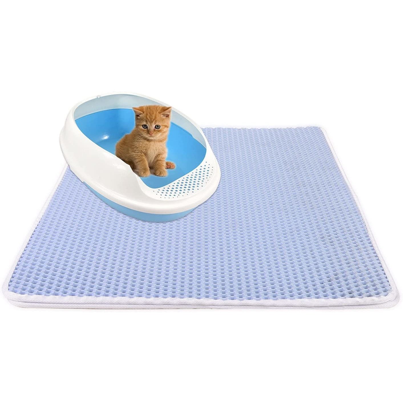 Covor pentru colectarea granulelor de nisip pentru pisici, aexya, bleu, 75 x 61 cm