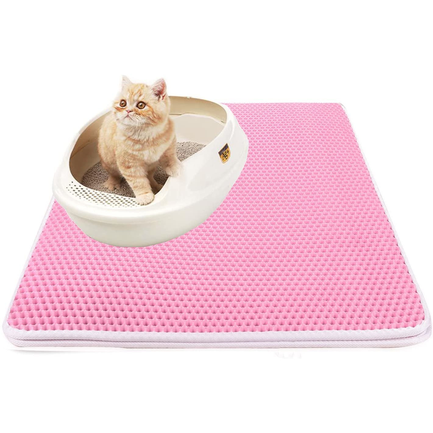 Covor pentru colectarea granulelor de nisip pentru pisici, aexya, roz, 75 x 61 cm