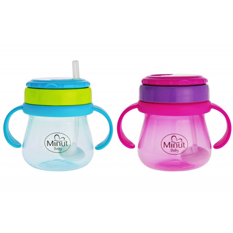 Cana anticurgere Minut Baby cu pai mobil, 250 ml, 6+