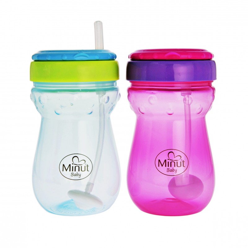 Cana anticurgere minut baby cu pai mobil, 360 ml, 6+