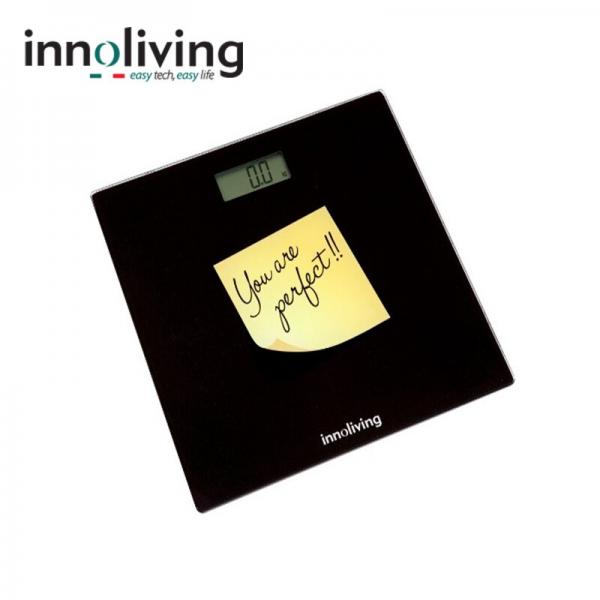 Cantar corporal innoliving inn-119b, 180 kg, platforma sticla, negru