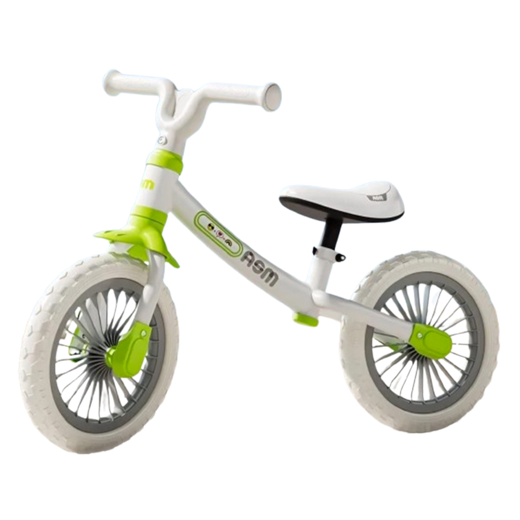Bicicleta echilibru 2-5 ani, Alba, Fara pedale pentru incepatori, Sezut reglabil, Roti 12 inch din spuma EVA, Usoara