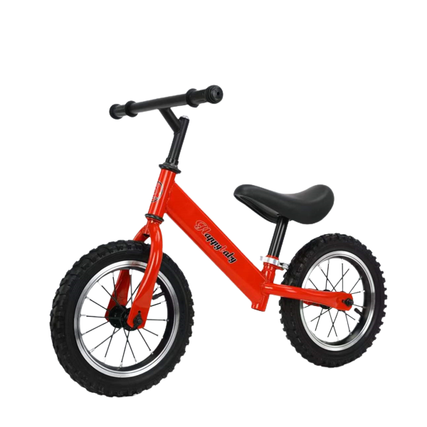 Bicicleta fara pedale, Rosie, Antrenament echilbru pentru copii intre 2 ani si 5 ani, Roti din cauciuc 12 inch gonflabile, Jante din aliaj aluminiu