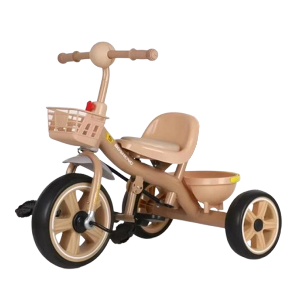 Tricicleta copii 2-5 ani, Crem, Suport picioare si doua cosuri pentru jucarii, Roti EVA